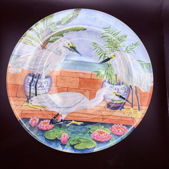4 American Antelier Marsh Bird Tropical Themed Ceramic Plates 8.5" Diameter - Picture 3 of 11